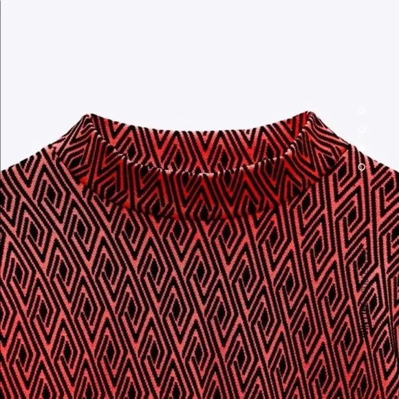 ZARA Jacquard Mock Neck Long Sleeve Dress - Picture 6 of 12